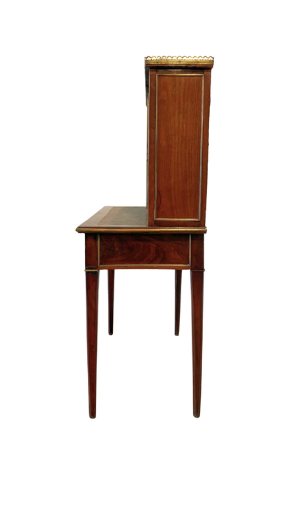 Antique French Empire Style Mahogany Vitrine Cabinet Desk