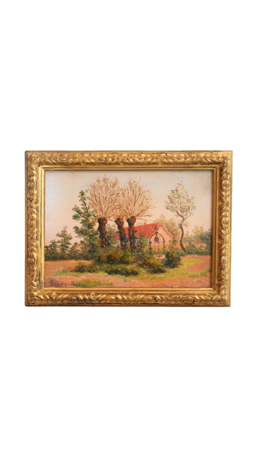 1938 Signed French Countryside Oil Painting