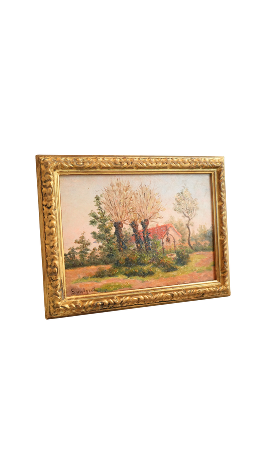 1938 Signed French Countryside Oil Painting