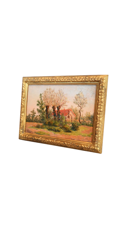 1938 Signed French Countryside Oil Painting