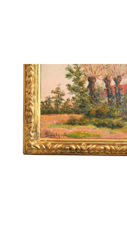 1938 Signed French Countryside Oil Painting
