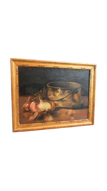 1902 M. Dreyfus French Kitchen Still Life Oil Painting
