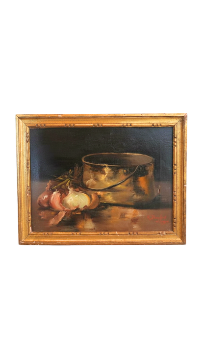 1902 M. Dreyfus French Kitchen Still Life Oil Painting