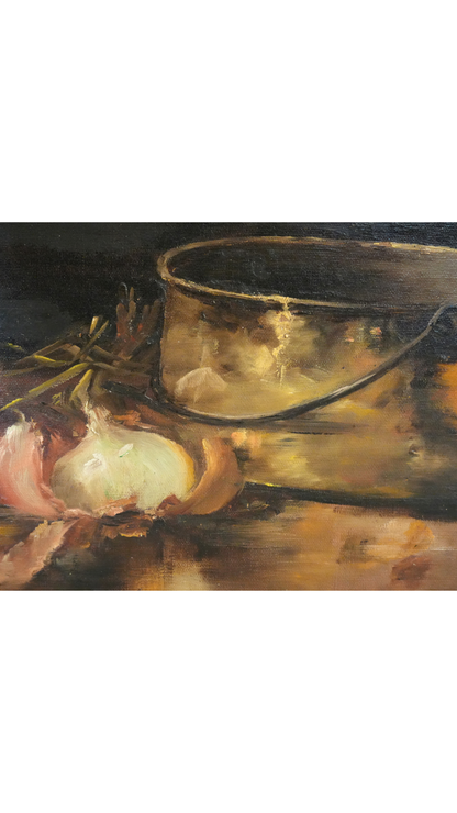 1902 M. Dreyfus French Kitchen Still Life Oil Painting