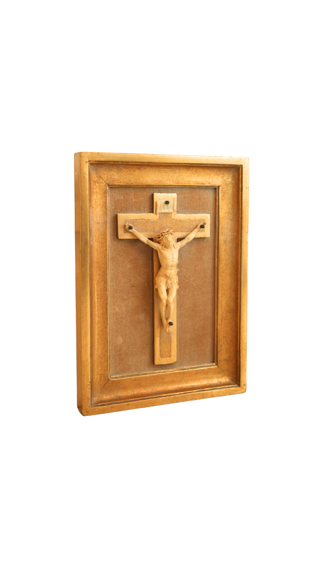Antique Framed French Crucifix Devotional