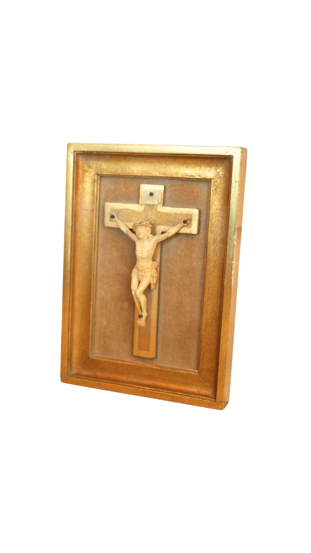 Antique Framed French Crucifix Devotional