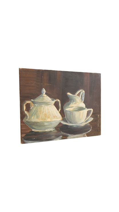 Vintage French Tea Service Still Life Painting