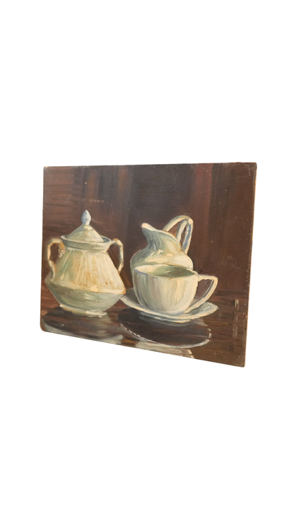 Vintage French Tea Service Still Life Painting