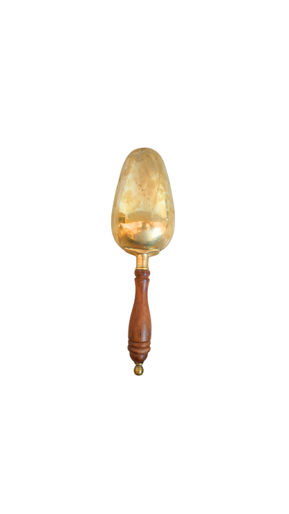 Brass and Turned Wood Kitchen Scoop