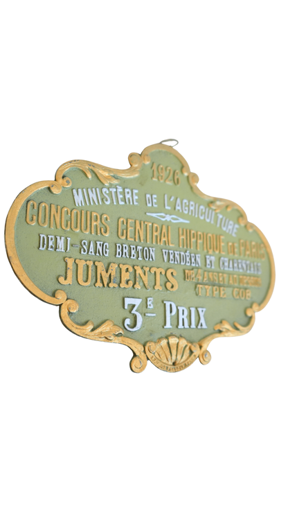 1926 French Agriculture Horse Show Prize Plaque