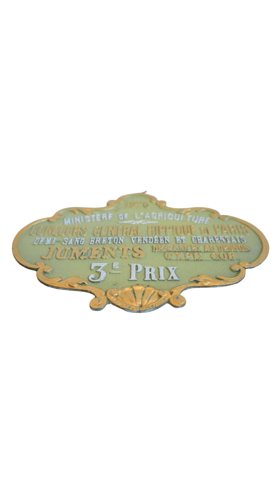 1926 French Agriculture Horse Show Prize Plaque
