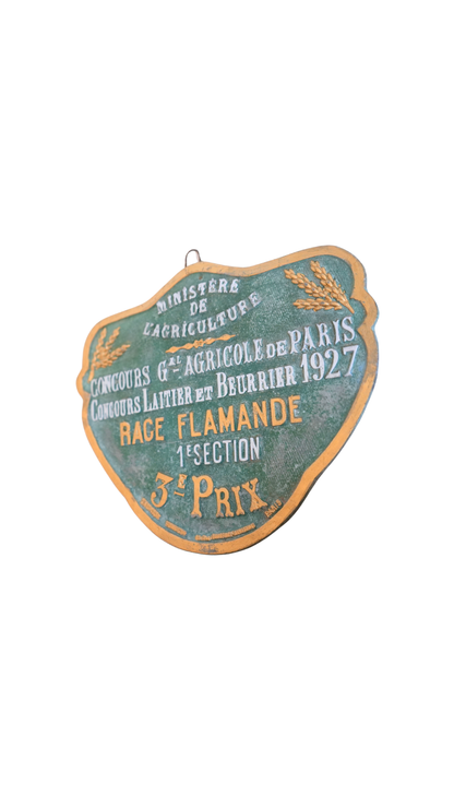 1927 French Agricultural Plaque for Race Flamande Dairy Cattle