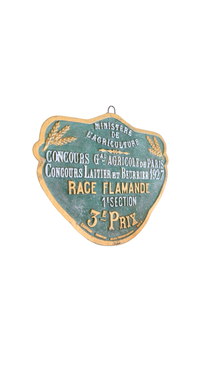 1927 French Agricultural Plaque for Race Flamande Dairy Cattle