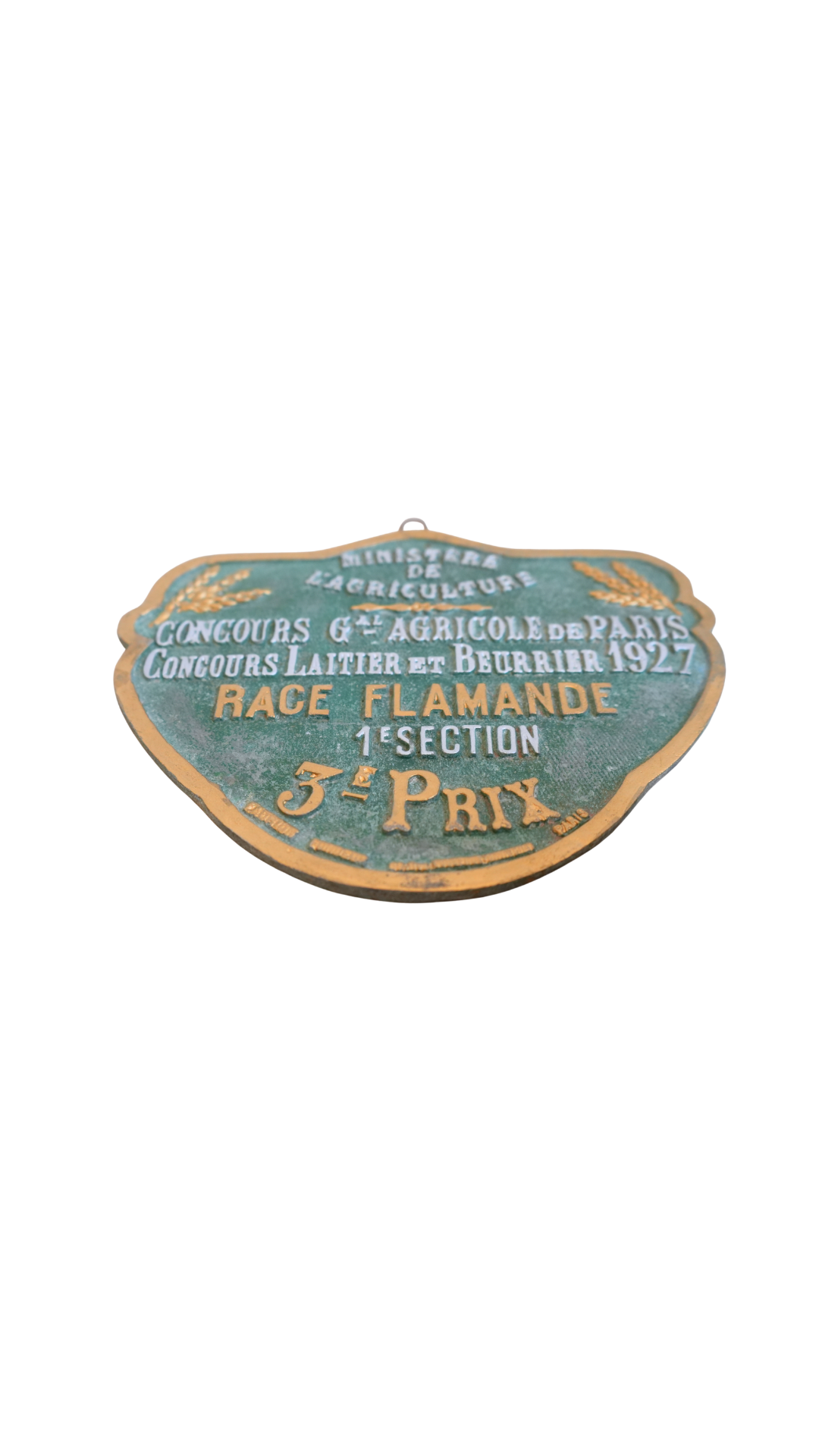 1927 French Agricultural Plaque for Race Flamande Dairy Cattle