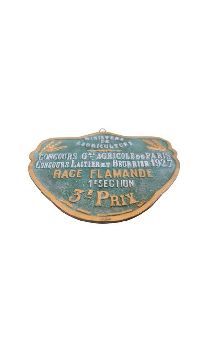 1927 French Agricultural Plaque for Race Flamande Dairy Cattle