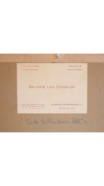 Antique Sepia Landscape Drawing with Galerie Léo Schidlof Label