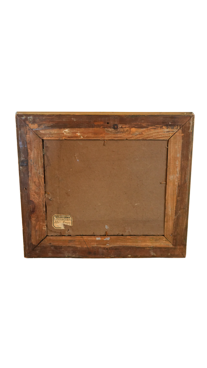 Antique French Garden Oil Painting with Mercier Frères Label