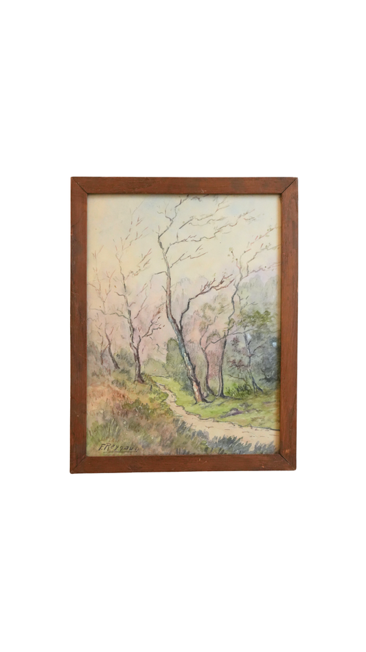 Signed F. Reynaud Vintage French Watercolor Landscape