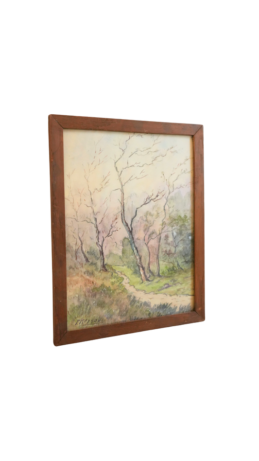 Signed F. Reynaud Vintage French Watercolor Landscape