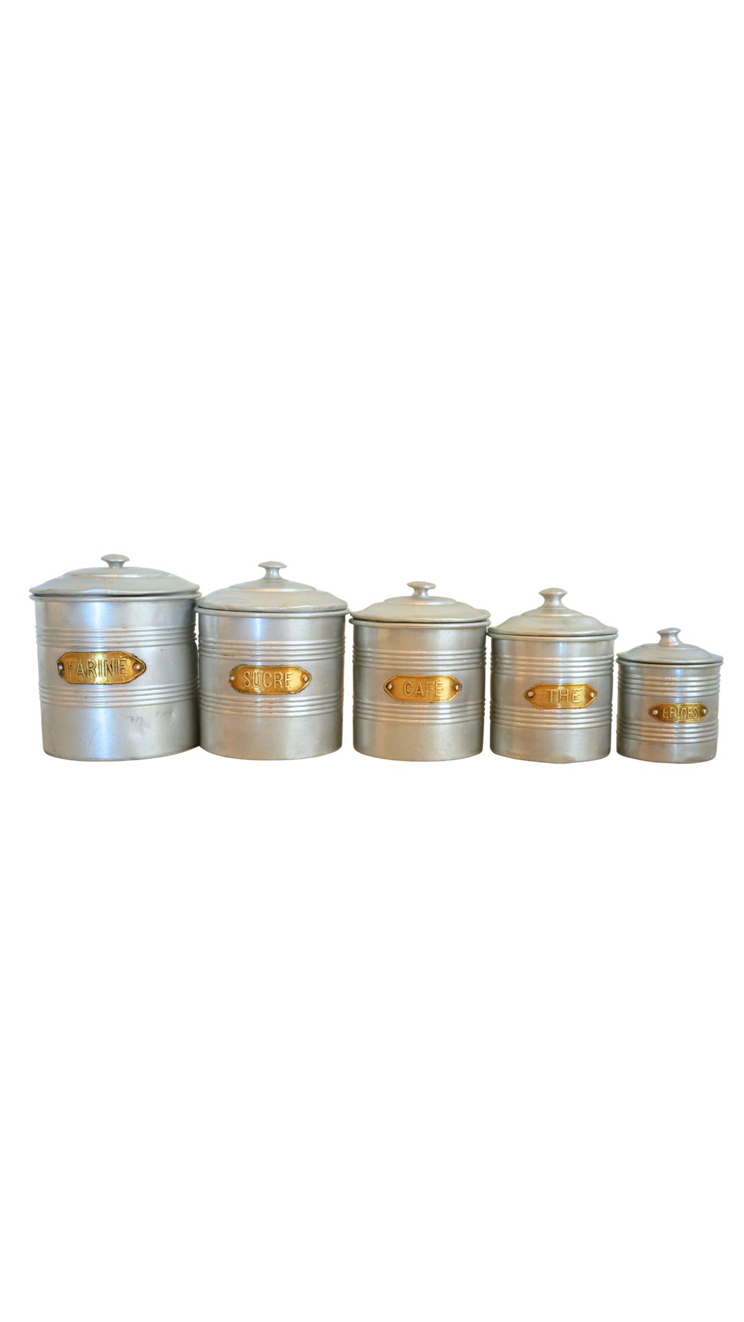French Aluminum Kitchen Canister Set