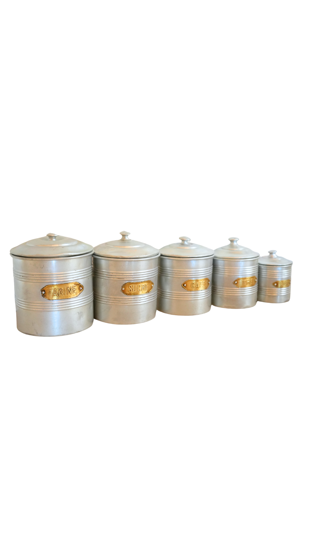 French Aluminum Kitchen Canister Set