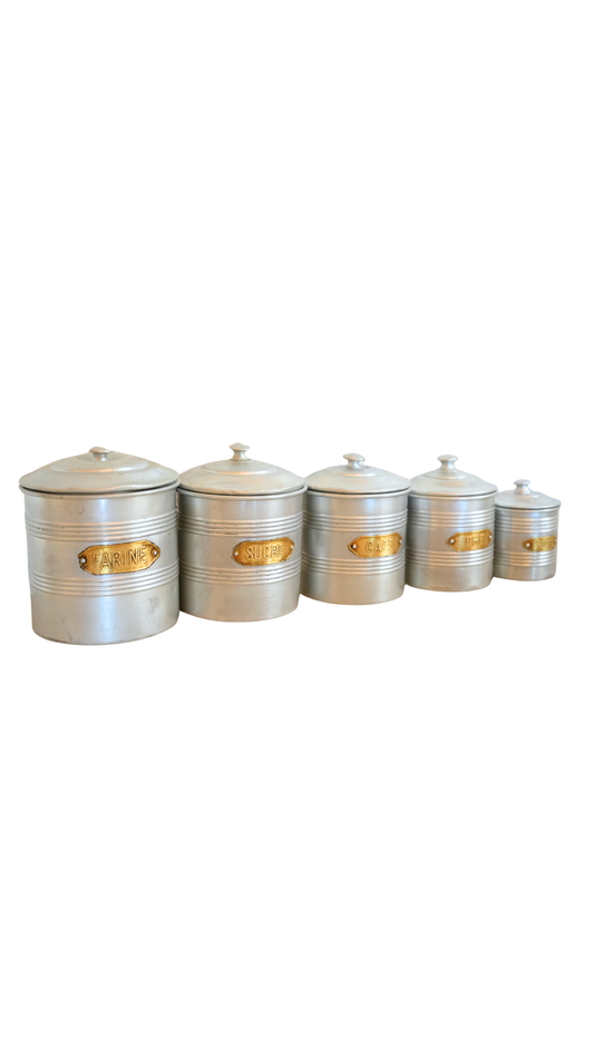 French Aluminum Kitchen Canister Set