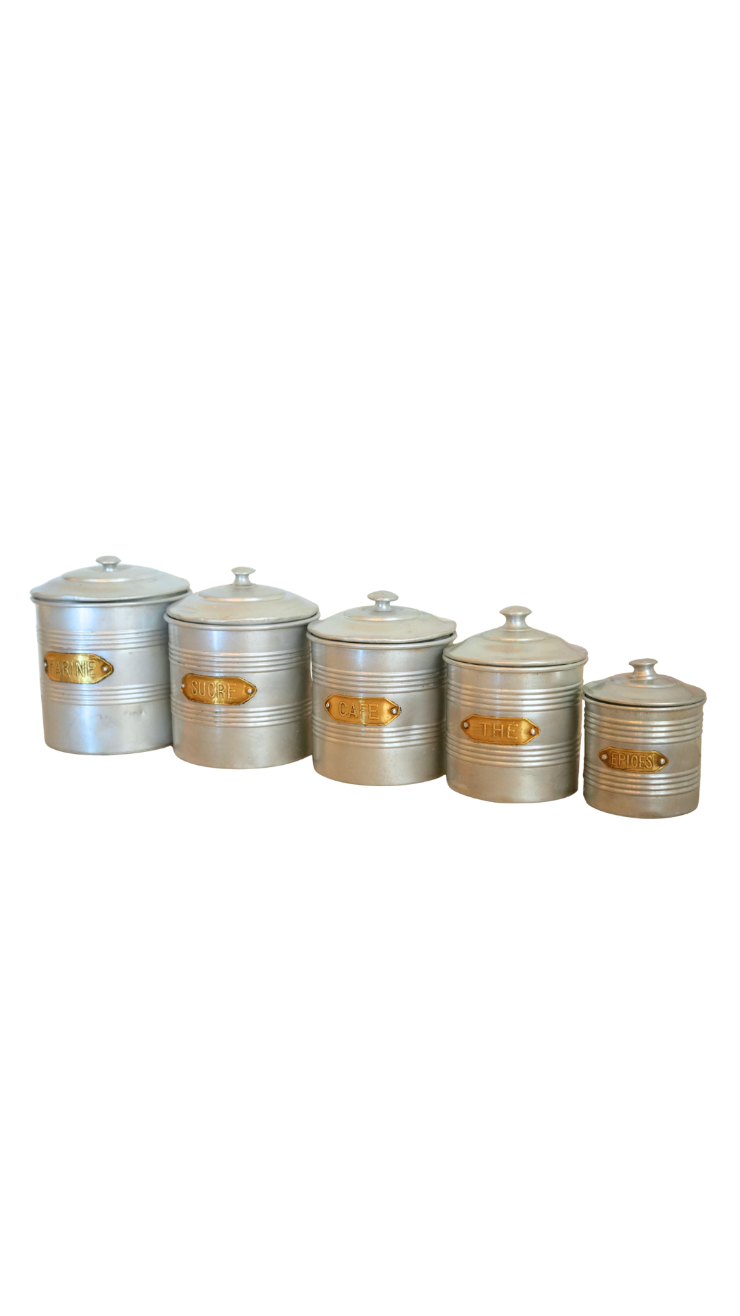French Aluminum Kitchen Canister Set