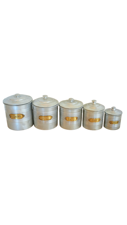 French Aluminum Kitchen Canister Set