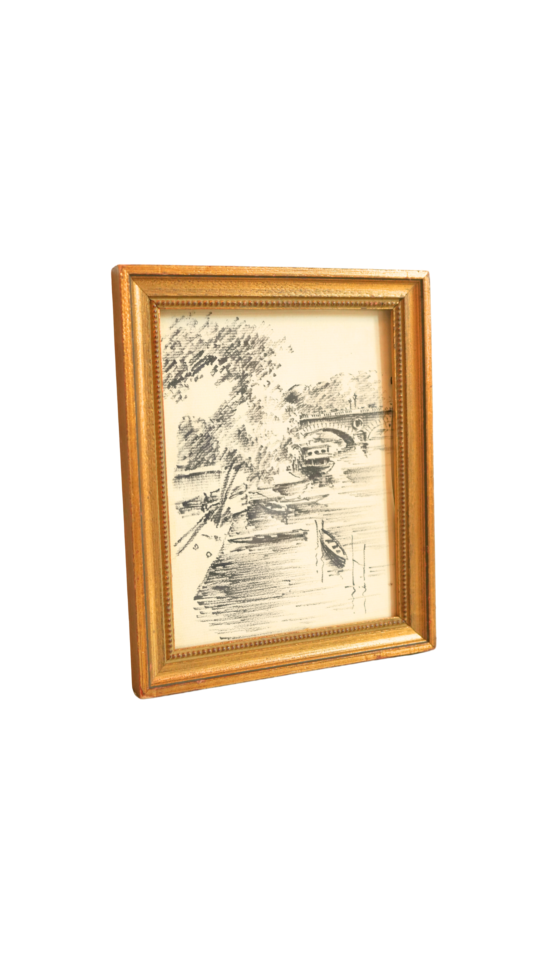 Framed Ink Paris River Scene
