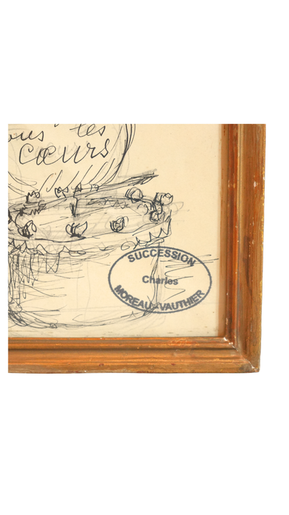 Framed French Cherub Study from the Succession of Charles Moreau-Vauthier