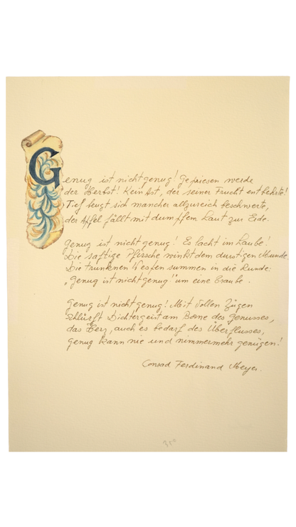 Original Botanical Watercolor of Malus with German Poem Verso