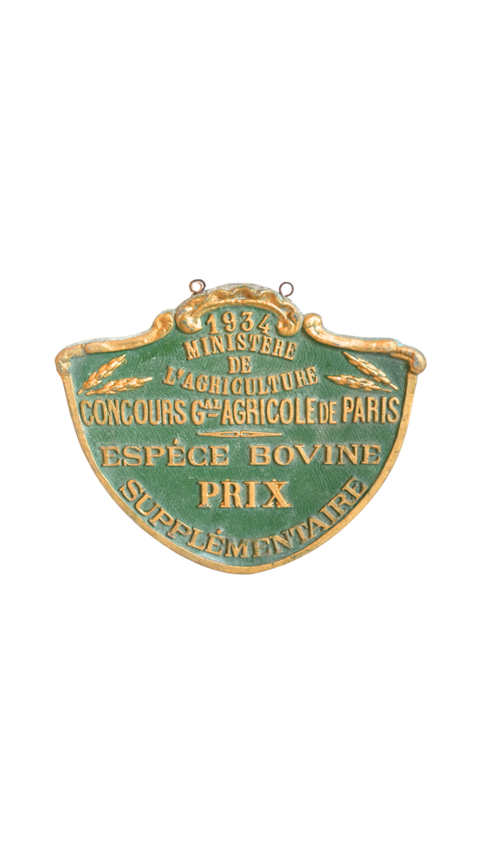 1934 French Agricultural Prize Plaque — Bovine Category