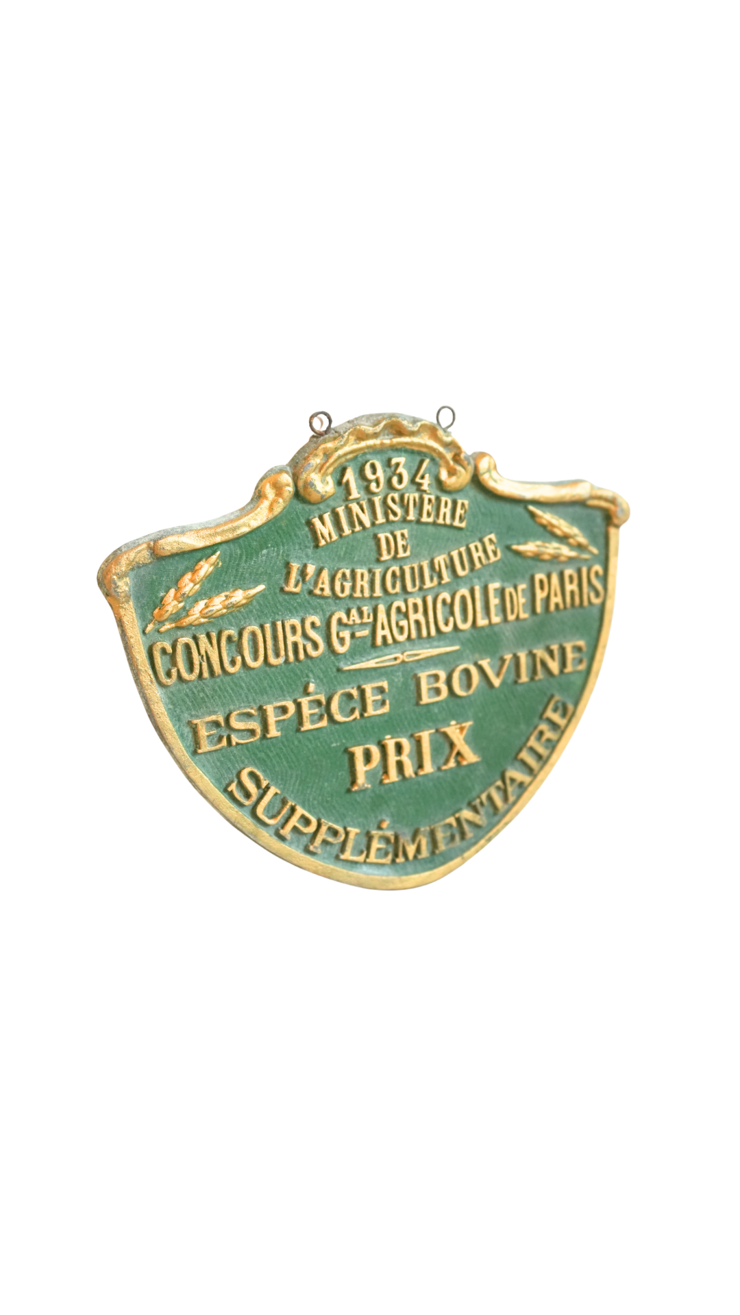 1934 French Agricultural Prize Plaque — Bovine Category