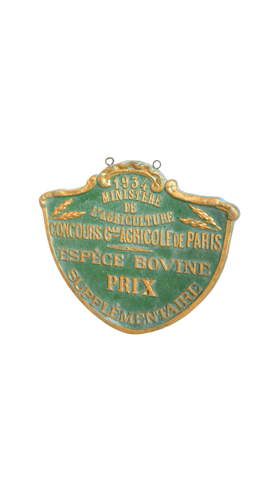 1934 French Agricultural Prize Plaque — Bovine Category