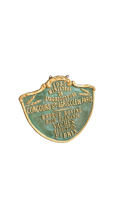 1933 French Agricultural Prize Plaque — Flemish Cattle Breed