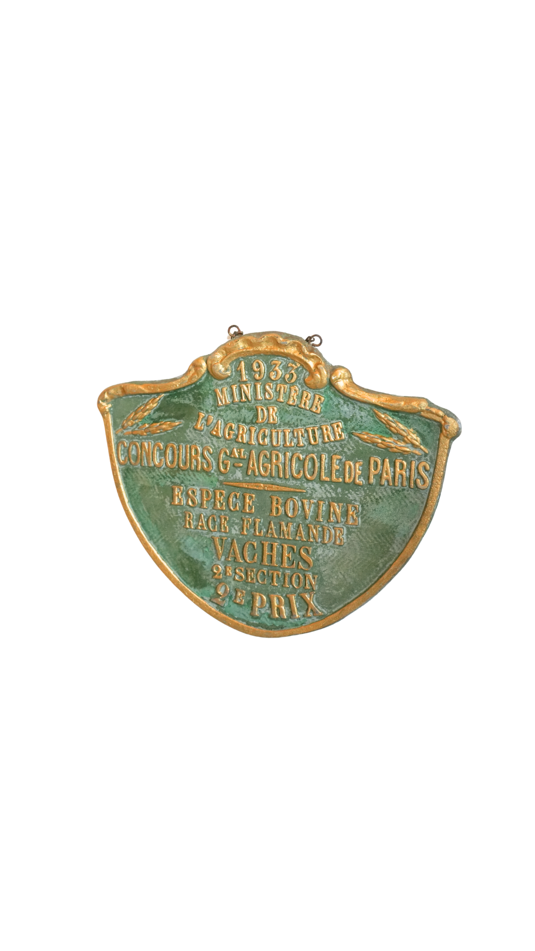 1933 French Agricultural Prize Plaque — Flemish Cattle Breed