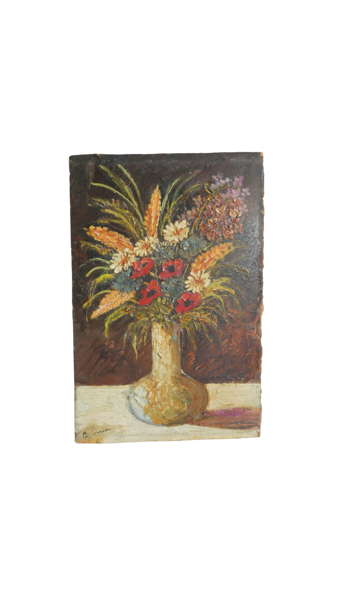 French Impasto Floral Still Life by A. Perrier