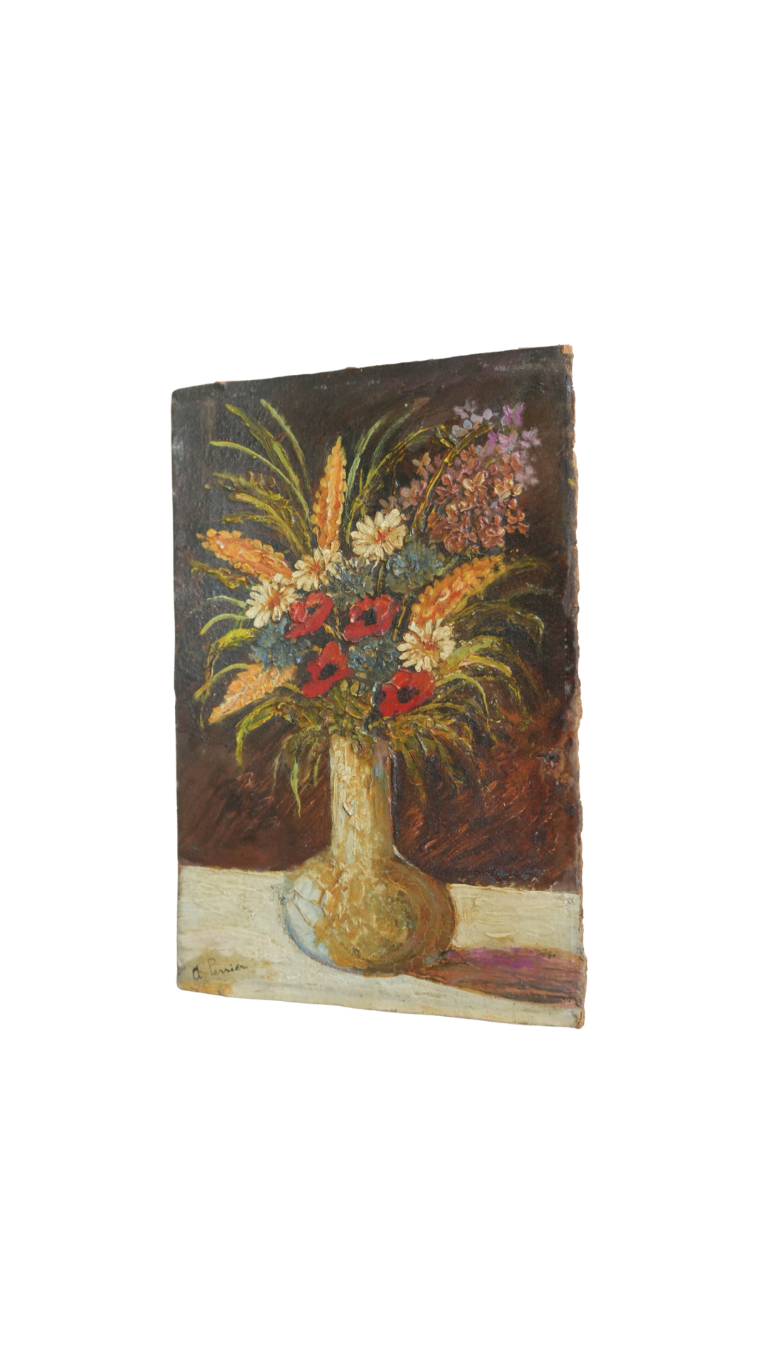 French Impasto Floral Still Life by A. Perrier
