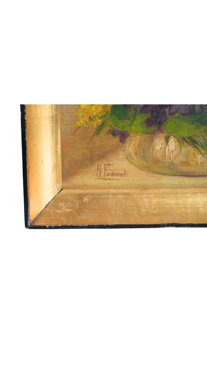 French Floral Still Life with Violets and Mimosa