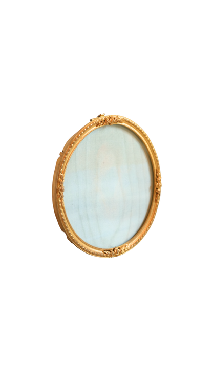 Antique French Gilt Brass Round Frame