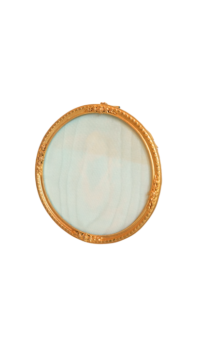 Antique French Gilt Brass Round Frame