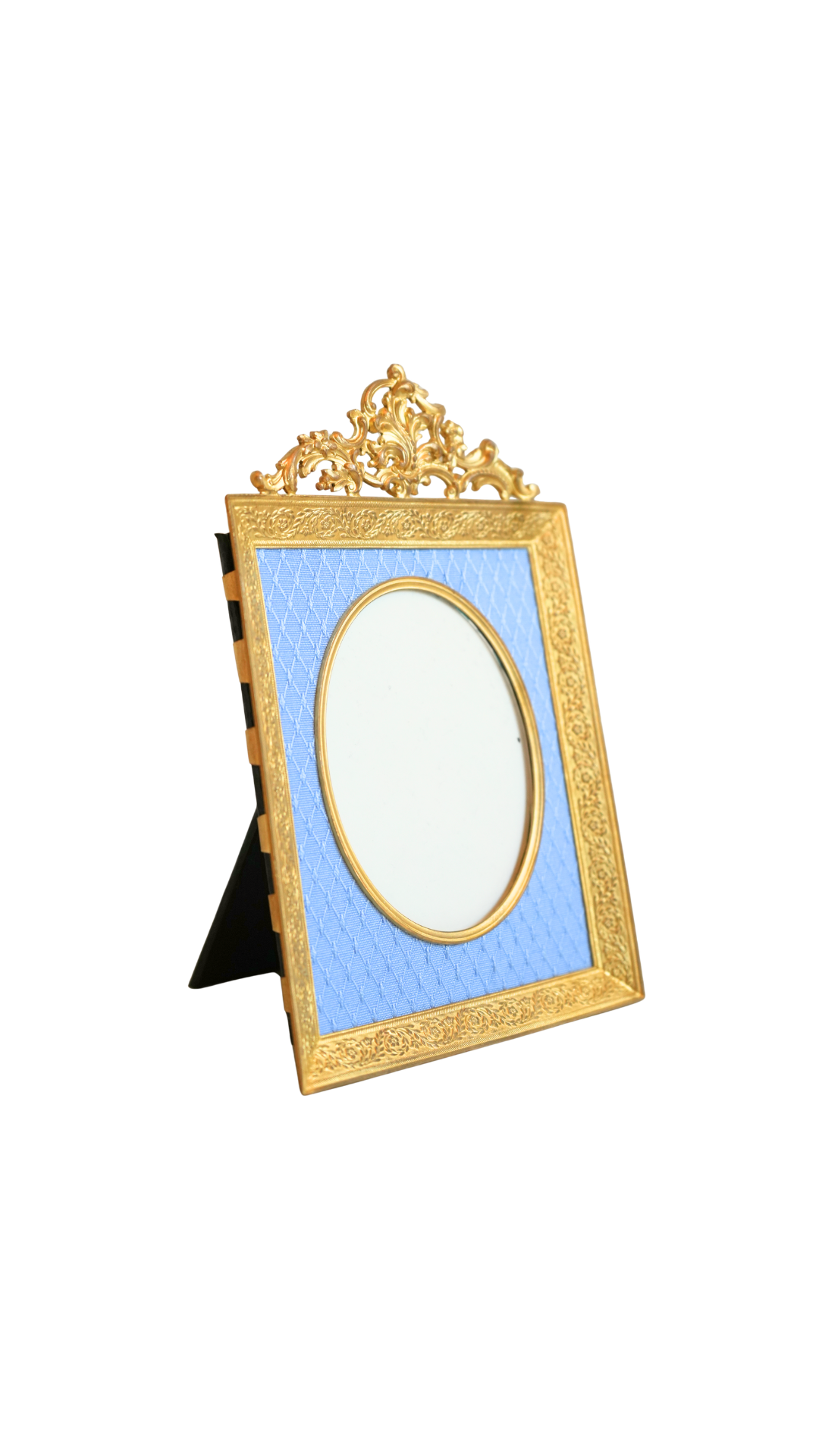 Antique French Gilt Frame with Blue Silk Mat