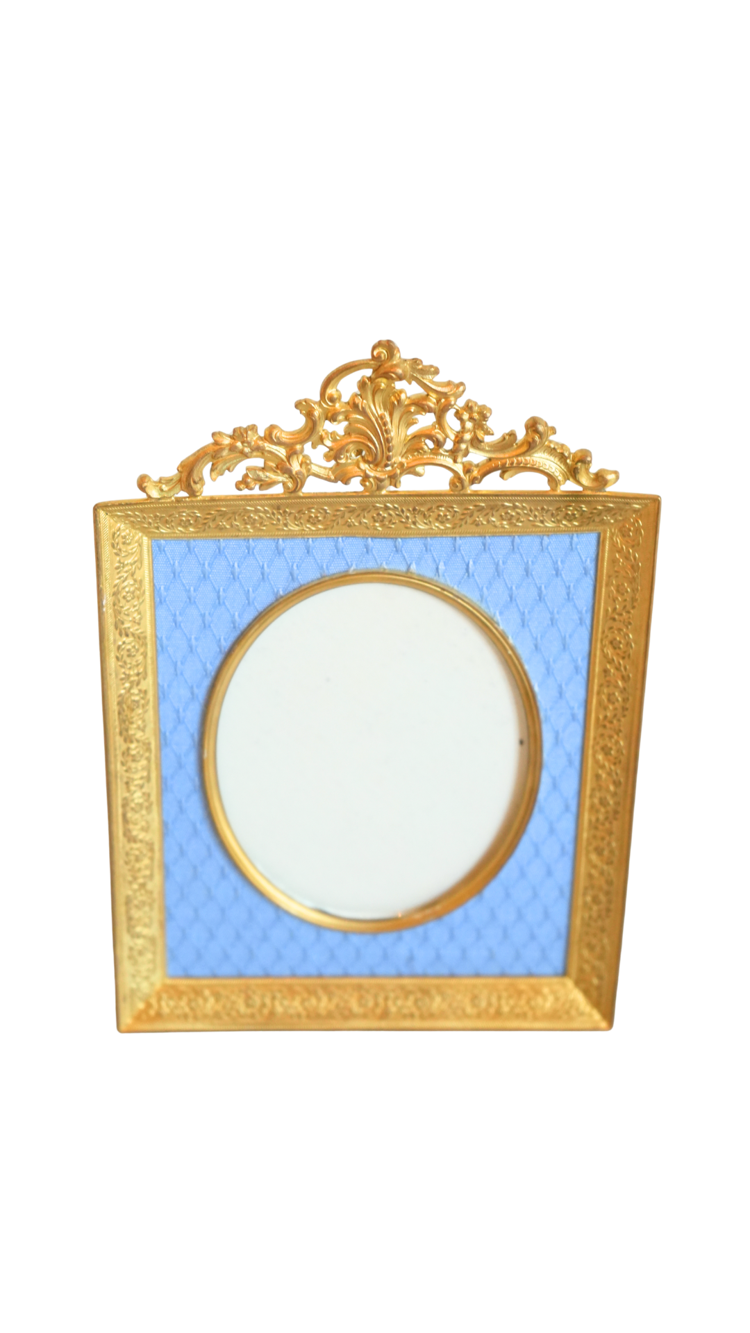 Antique French Gilt Frame with Blue Silk Mat