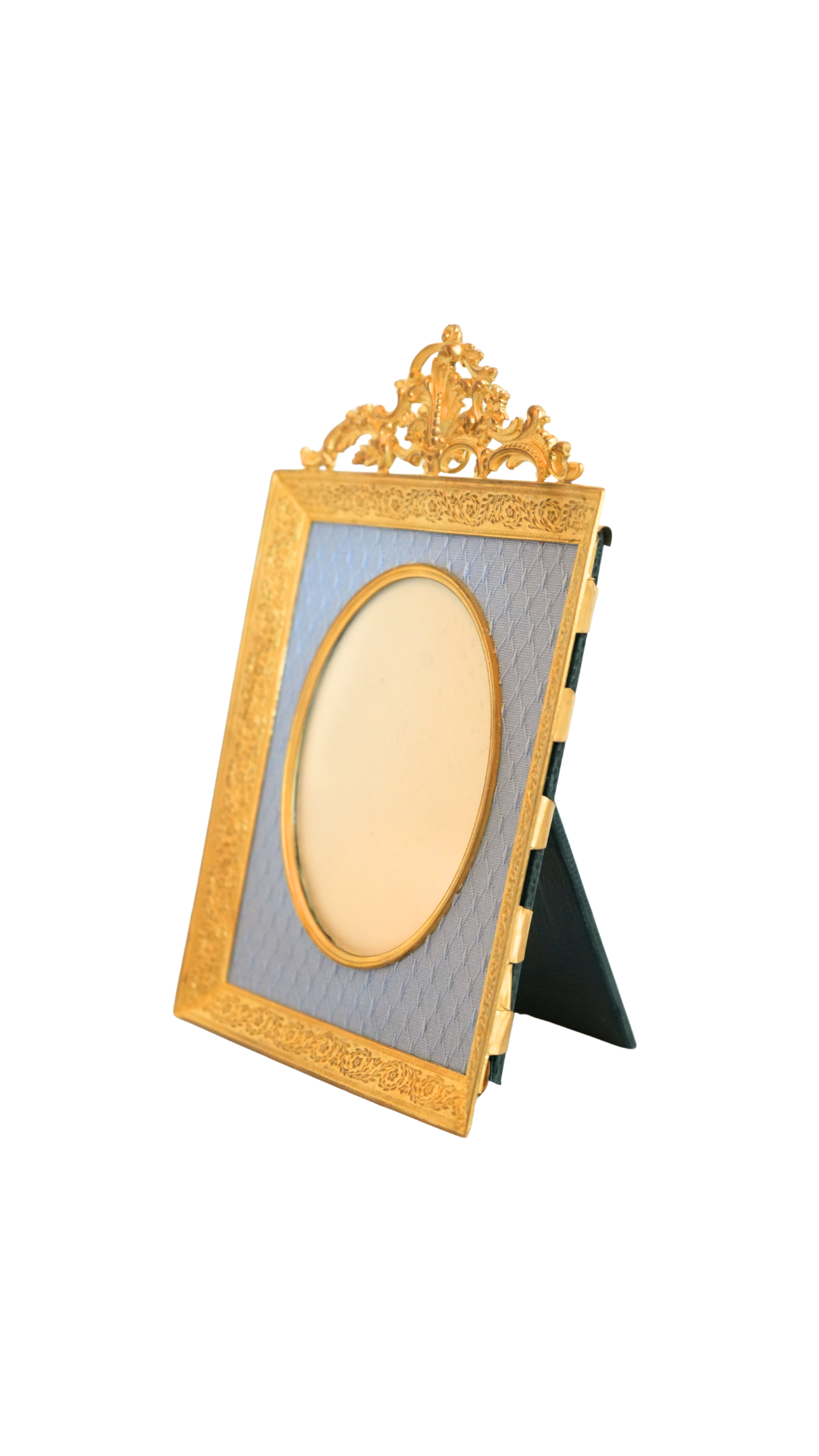 Antique French Gilt Frame with Blue Silk Mat
