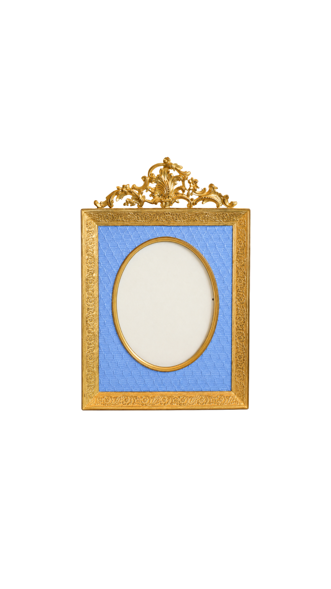 Antique French Gilt Frame with Blue Silk Mat