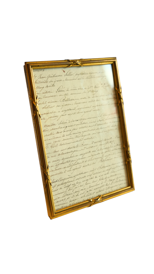Antique French Brass Easel Frame with Ribbon Detail