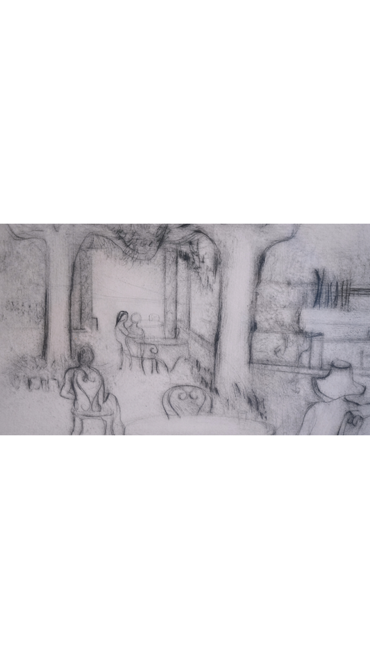 Signed French Parisian Café Scene by Jean Halin, E.A.V.