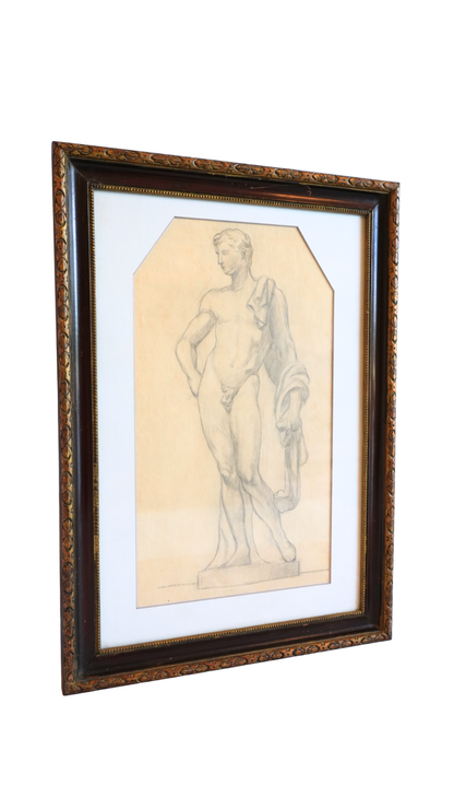 Antique French Academic Figure Study