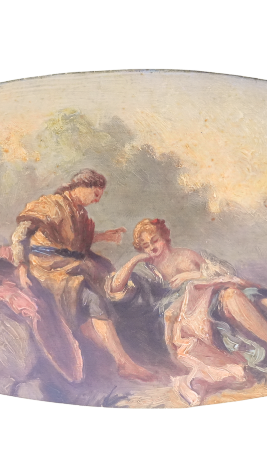 Antique French Pastoral Figural Scene in Gilt Frame
