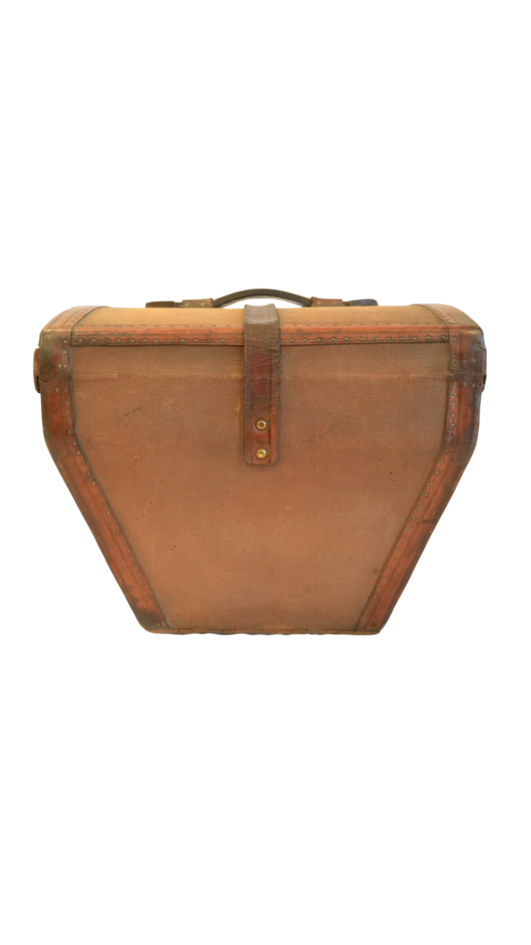 Antique French Leather & Canvas Travel Hat Box